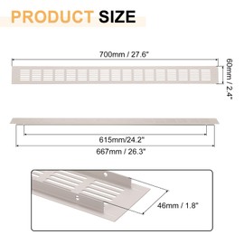 uxcell Door Air Vent Cover, 27.6" x 2.4" Aluminum Ventilation Grille Decorative Covers Louvered Air Return Vent Cover with Screws for Cabinet Wardrobe Door Wardrobe Shoes Cabinet (Grey)