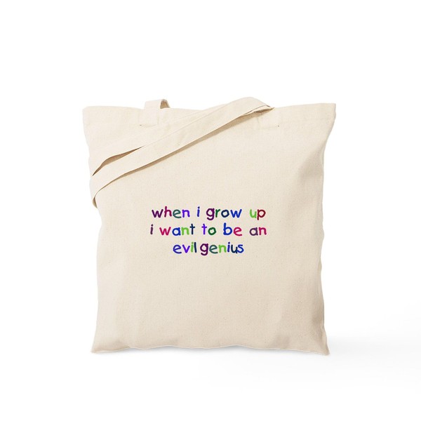 CafePress Grow Up Evil Genius Tote Bag Reusable Natural Beige