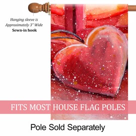 Texupday Red Love Heart Decoration Happy Valentine's Day House Flag Outdoor Yard Flag 28" x 40"