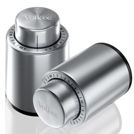 [2 Pack] Wine stoppers vacuum, Wine saver for wine bottles, Wine preserver keep wine fresh, Rescuable wine caps for bottles, Stainless Steel/Silicone