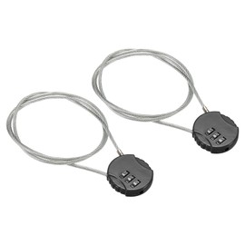 PATIKIL Combination Lock 31.5 Inch, 2 Pcs 3 Digit Outdoor Waterproof Code Padlock with Wire Rope for Luggage Gym Locker Fence Toolbox Backpack, Black