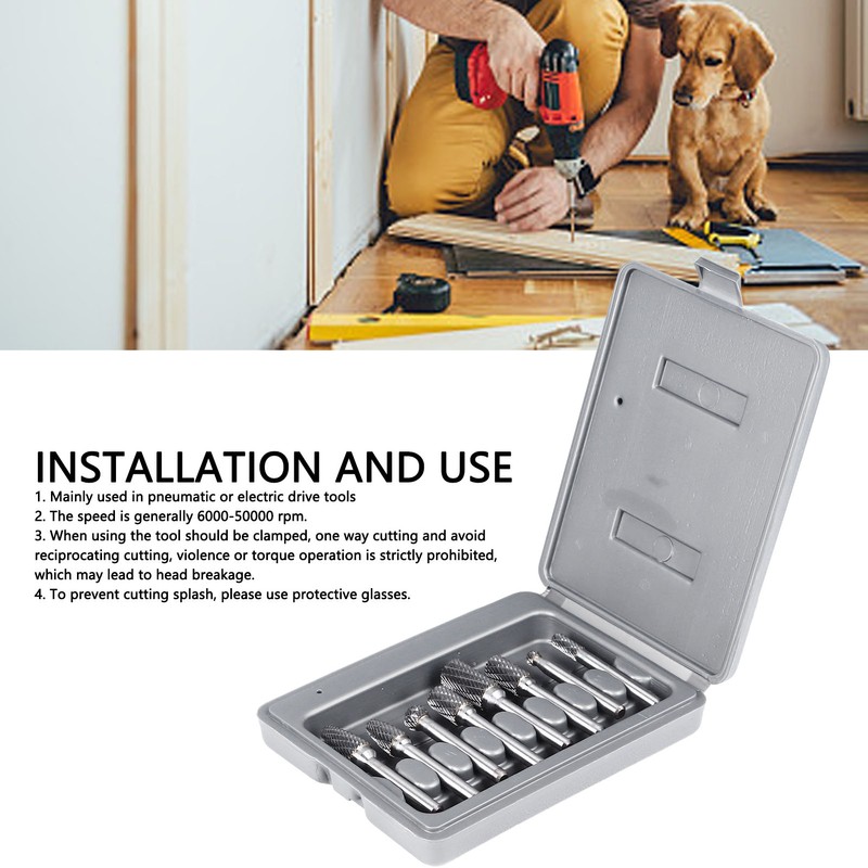 8PCS Set Stone Carving Set Tungsten Steel Rotary Polishing Rotary