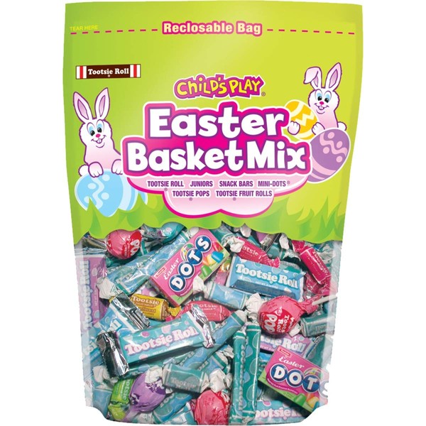 Tootsie Roll Childs Play Easter Basket Bulk Individually Wrapped Candy Assortment Mix in Resealable Bag, 24.48 oz