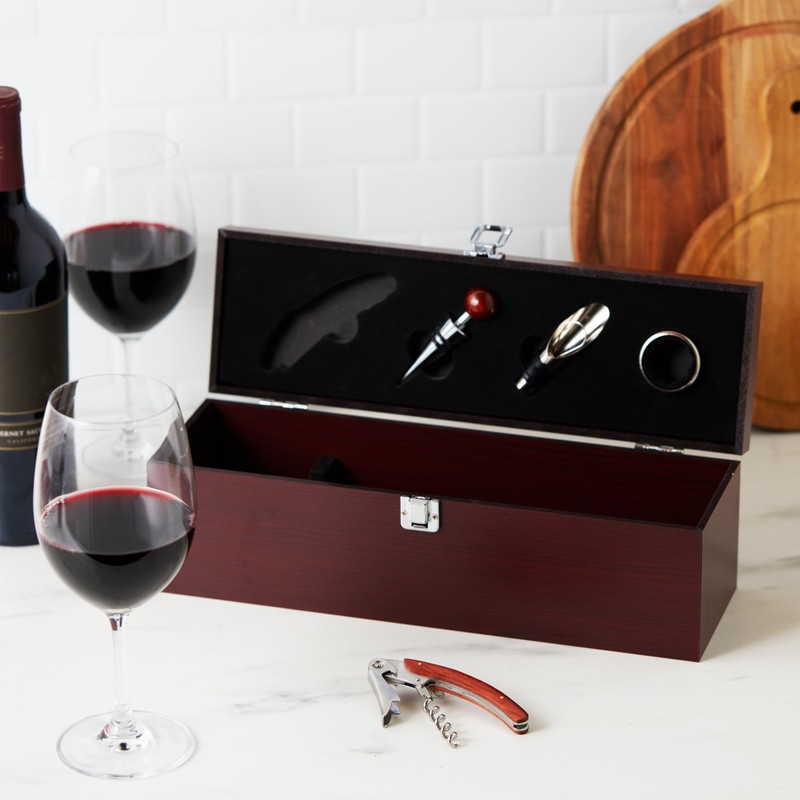 True Cherry 1-Bottle Wine Accessories Gift Set | Premium Corkscrew