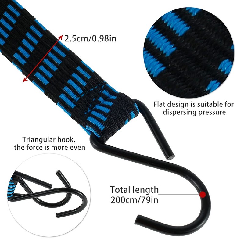 5Pcs Bungee Cords with Hooks 6.6ft/2m Heavy Duty Bungee Straps