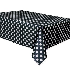 Royal7 1 Pack Black Polka Dot Plastic Rectangle Tablecloth 54"x108"…