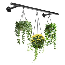 Uoveya Hanging Planters Rod – Plant Hanger Indoor for Window Ceiling, Hanging Plant Shelf for Wall Planter House Plants, Plant Shelves Metal Holder Bar 31.5In Black (Pots, plants, chains not included)