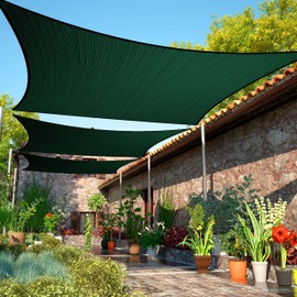 ShadeMart 11' x 23' Green Sun Shade Sail UPF50 Rectangle smTAPR1020 Canopy Fabric Cloth Screen, Water Permeable & UV Resistant, Heavy Duty, Carport Patio Outdoor - We Customize Size