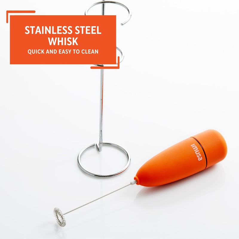 IMUSA 10in Electric Milk Frother with Stand, Orange