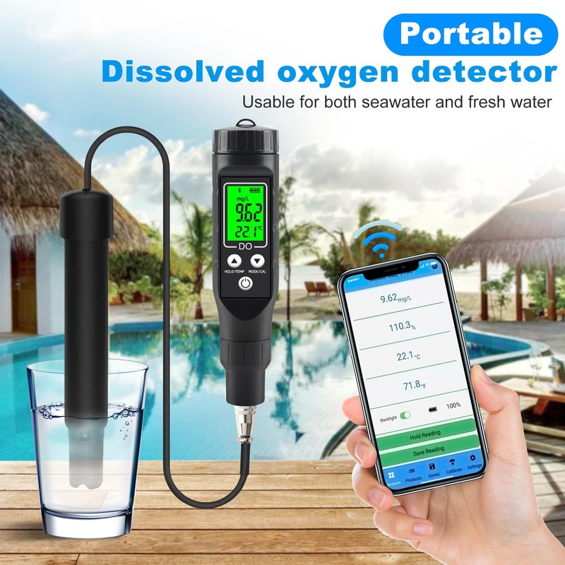 Oxygen Meter Water Bluetooth Oxygen Detector Water Detector for Dissolved