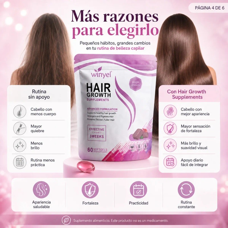 Hair Growth Winyel 60 Softgels Suplemento Alimenticio