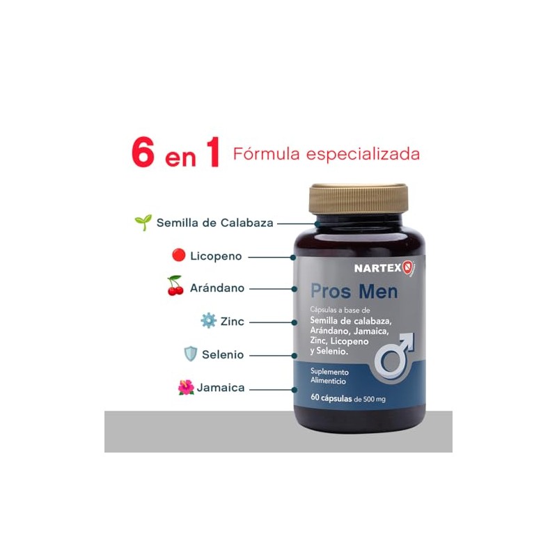 Pros Men Cápsulas Suplemento Alimenticio Hombre Semilla Calabaza Arándano Zinc