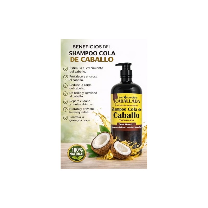 CABALLADA Shampoo Cola de Caballo Labs Incredible Concentrado, Keratina, Agua