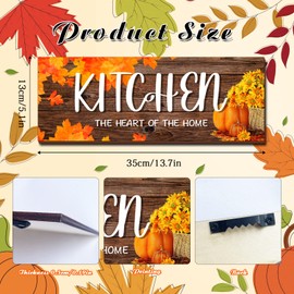 YLOLUL 4 Pieces Fall Pumpkin Kitchen Decor Eat Sign Set Fork and Spoon Wooden Hanging Wall Decor Art Rustic Country Farmhouse Kitchen Maple Fall Wall Art Sign for Dining Room Home