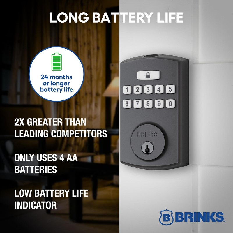 BRINKS Security Door Locks, High-Security Keyless Entry, Smart Electronic Door