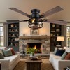 JSAITEE 52in Flush Mount Farmhouse Ceiling Fan with Lights, Caged