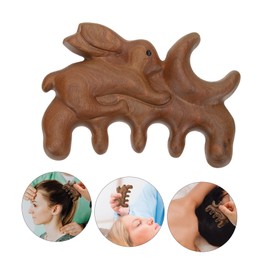 Outanaya Scalp Therapy Comb Wooden Rabbit Pattern Relaxation Massager for Hair Scalp Care