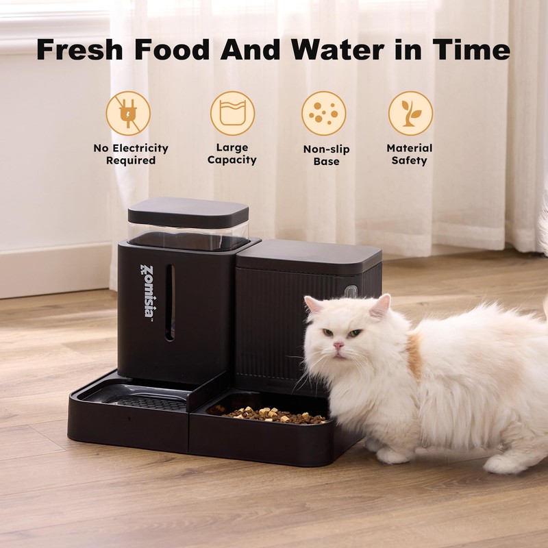 ZOMISIA Gravity Dog Food and Water Dispenser, 2 in 1