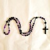 BJ BshuxiuJ Handcrafted Rosary Necklace Featuring Purple Agate Stone with