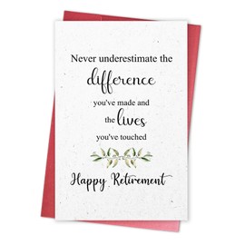 Qiavor Happy Retirement Card for Coworker Boss, Heartfelt Retirement Card for Doctor Nurse Teacher, Never Underestimate the Difference You've Made