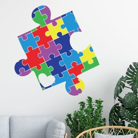 Autism Awareness Puzzle Piece Window Decor Wall Decal Autism Awareness Sticker for Wall Autistic Support Puzzle Piece Wall Decals Vinyl Decorations Wall Art Sticker Home Bedroom Living Room Wall Decor