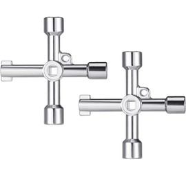 TERJBG 2 x Control Cabinet Keys, Universal Keys, Bleed Key for Radiator, 4-Point Key, Multifunctional Control Cabinet Key, Universal 4-Way Key, Silver, (WNBS)