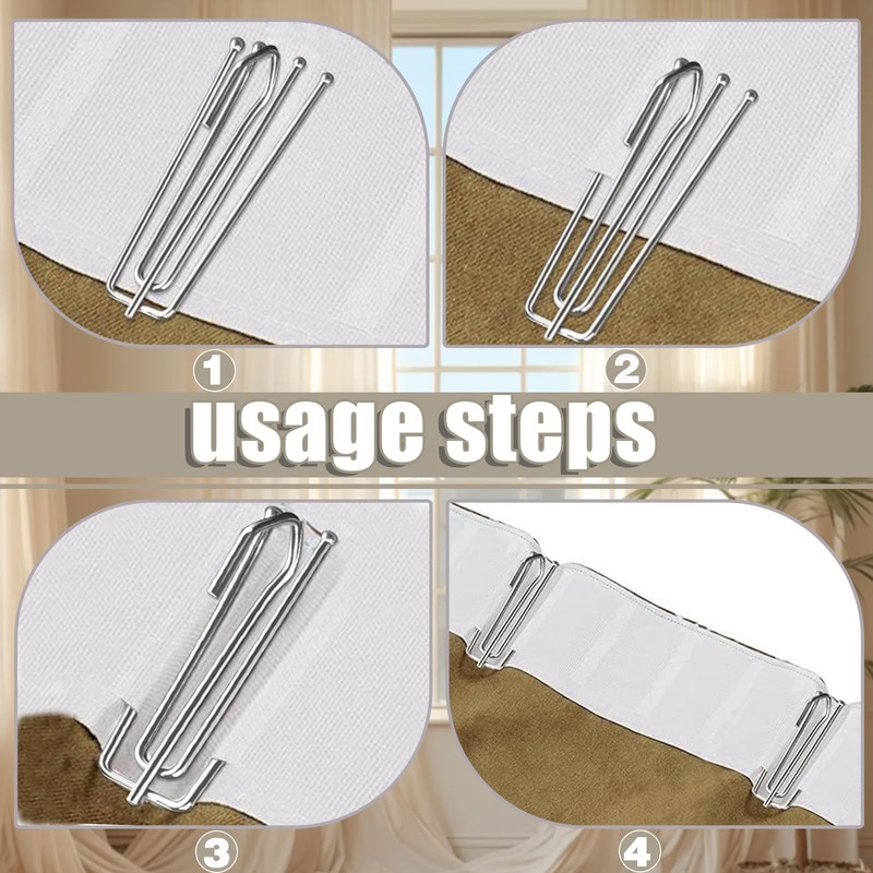 40Pcs Curtain Pleat Hooks for Drapes, Drapery Pins Drapery Hooks