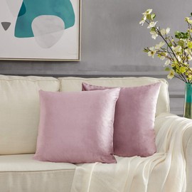 GIGIZAZA Decorative Couch Throw Pillow Cover,Set of 2 18x18 Sweet Lilac Pillow Covers,Square Sofa Velvet Throw Cushions