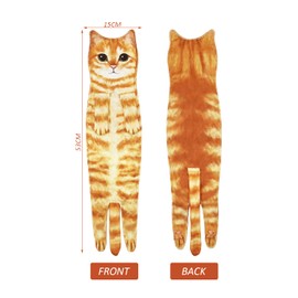 DUINIU 1 Piece Cute Cat Hand Towel for Bathroom, Kitten Pattern Absorbent Hand Towel, Hanging Kitchen Hand Towel, Gift for Girls and Cat Lovers (Orange Cat)