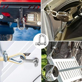 6 Pieces M8 Shackles Stainless Steel 304 Anchor Shackle Lock Shackle D Ring Shackle Straight Shape Shackle for Connecting Fastening Rigging Cords Chains Shackles