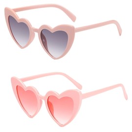 EHDWXVZM Pack of 2 Pink Sunglasses, Love Sunglasses, Fashionable Retro Sunglasses, Women's Street Style Sunglasses, Summer Beach Sunglasses, Suitable for Parties and Beaches, pink