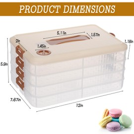 BOUTICOL 4-Layer Stackable Cookie Container with Lids, Portable Plastic Airtight Cookie Storage Case Snack Containers for Desserts, Cupcakes, Snacks, Dumplings, Fruit