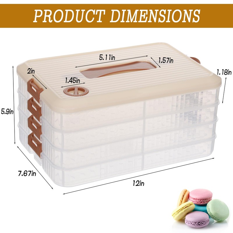 BOUTICOL 4-Layer Stackable Cookie Container with Lids, Portable Plastic Airtight