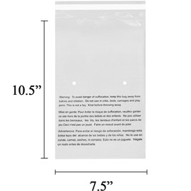 EcoSwift - 7.5” X 10.5” (20 Count) Self Seal Clear Poly Bags with Suffocation Warning for Packaging, Shipping - Permanent Adhesive