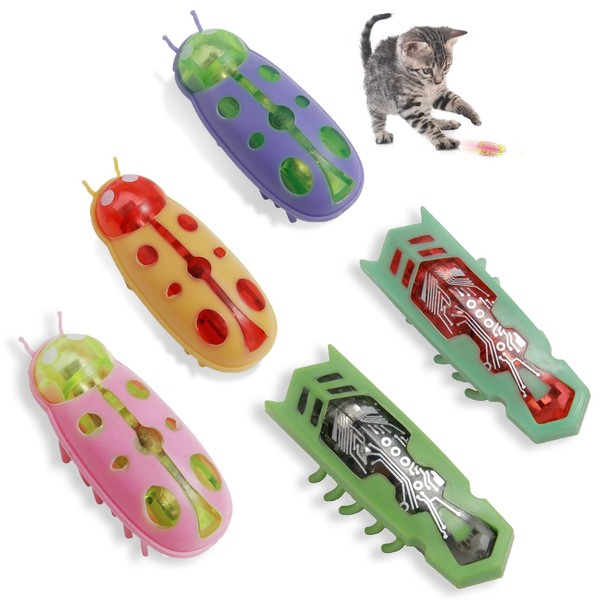 WUIOWPPIC Pack of 5 Mini Beetle Cat Toys - Electric