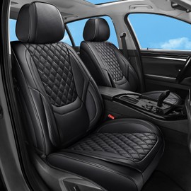 Sxikin Car Seat Covers Full Set Black, Luxury Faux Leather Car Seat Covers Waterproof Non-Slip Seat Protector Universal Fit for Most Cars SUVs Trucks Pick-ups,Car Accessories for Front Seats and Back