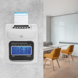 Calculating Time Clock,50/60HZ White Electronic Time Recorder with 50 Double Sided Time Cards,Automatic Time Calibration,Time Clock for Company Home Unit