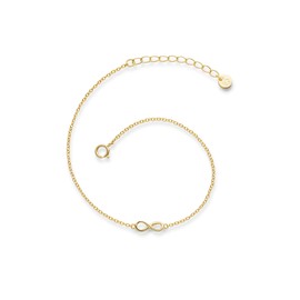 GLANZSTÜCKE MÜNCHEN Women's Infinity Bracelet Sterling Silver Yellow Gold-Plated - Silver Chain Infinity Bracelet Silver Friendship Bracelets