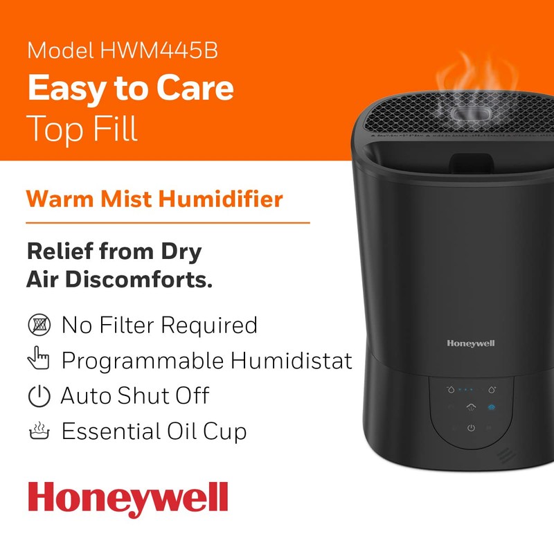 Honeywell Easy-to-Care Filter Free Warm Mist Humidifier, Medium Rooms, 1.5