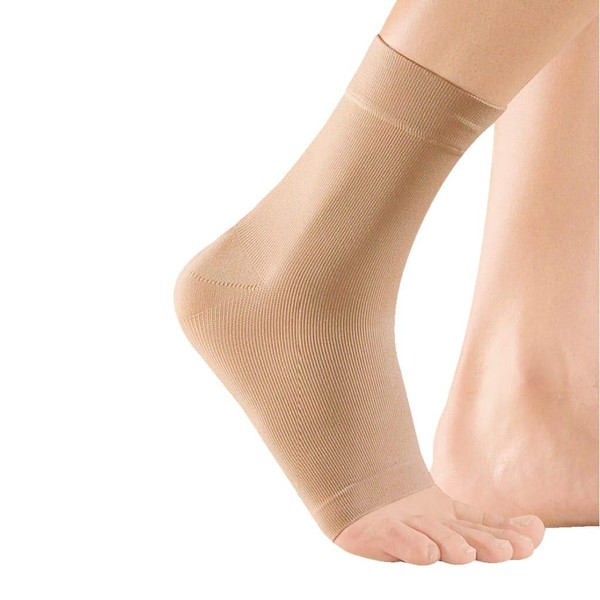 medi Zweizug Knöchelbandage - Fußbandage unisex | Größe VI | Bandage zur Sprunggelenk-Weichteilkompression | Beidseitig tragbar |caramel