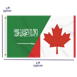 3×5 FT Canada Saudi Arabia Flag, Large 100D Canadian Saudi Arabian Friendship National Outdoor Banner,Doube Side Printing Decor For Patio Garden With Brass Gromment