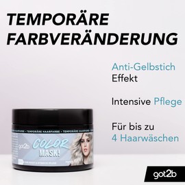 got2b Color Mask! Silver (150 ml), temporary hair colour for colour boost and intensive care in just 5 minutes, washable hair colour with nourishing coconut oil