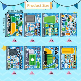 Conzon 24PCS Make Your Own Garbage Truck Stickers, Garbage Theme Mix and Match Sticker Party Games, Trash Truck Make a Face Stickers for Adults & Family DIY Crafts Party Supplies Birthday Gifts