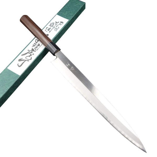 Sensuke Yanagiba Knife Sashimi Knife, Ginzo, 10.6 inches (270 mm), Stainless Steel, Rosewood Sandalwood Pattern