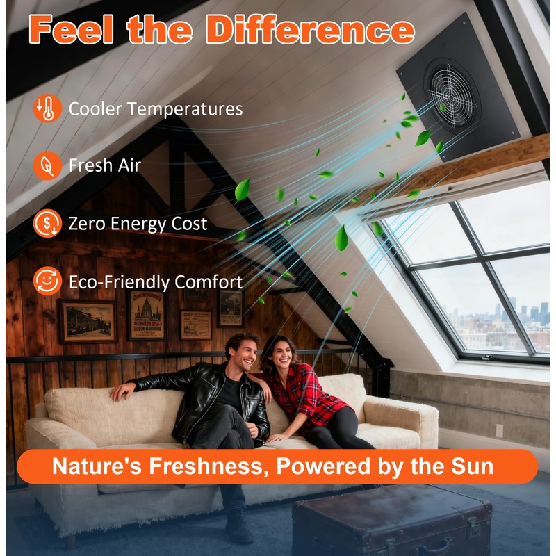 Bghdas 25W Solar Attic Fan, 8 Inch IP68 Waterproof Solar