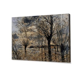 Monet Wall Art Collection Vetheuil, the Flood, 1881 By Claude Monet Canvas Prints Wrapped Gallery Wall Art | Stretched and Framed Ready to Hang 30X40,