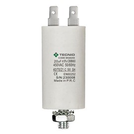TECNID Starting Capacitor MG8200 Round Aluminum Plastic Permanent Electric Motor Capacitor 20µF 450V 4-Pin M8