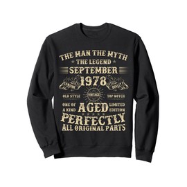 47th Birthday Gifts For Men September 1978 47 Year Old Bday Sweatshirt