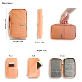 Passport Wallet Trip Organiser Bag Family Travel Pouch Document Holder Card Holder For Credit Cards Air Tickets Keys Travel Essentials Passport Cover Holiday Accessories Case for Men Women (Pink)