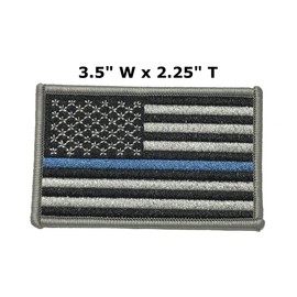 USA US Flag Blue Line 3.5" x 2.25" Embroidered Patch DIY Iron-on or Sew-on Decorative Applique Cap Hat Tactical Gear Clothing America State Police Military Veteran Patriotic Series